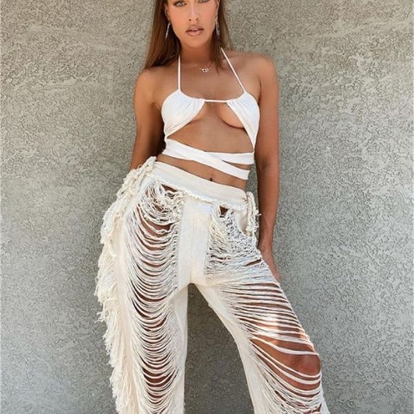 women's pants capris jusahy y2k solid knitted straight pants for women hipster tassel hollow out high-waist bottoms streetwear christma, Black;white
women's pants capris jusahy y2k solid knitted straight pants for women hipster tassel hollow out high-waist bottoms streetwear christma, Black;white