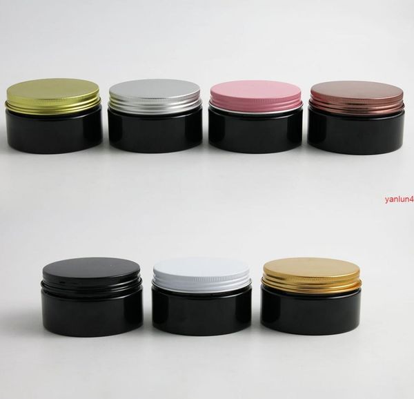 24 x 100g empty black cosmetic cream containers jars 100cc 100ml for cosmetics packaging plastic bottles with metal lids7641027