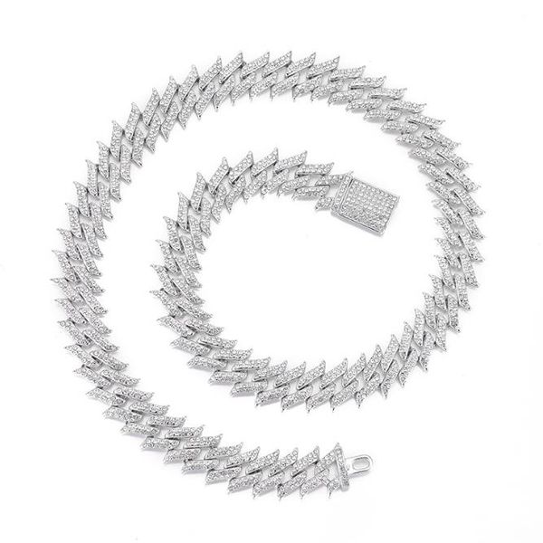 men hip hop spike thorn miami cuban 18k gold plated bling crystal diamond cuban 18mm link chain punk men fashion elegant chain necklaces bra, Silver
men hip hop spike thorn miami cuban 18k gold plated bling crystal diamond cuban 18mm link chain punk men fashion elegant chain necklaces bra, Silver