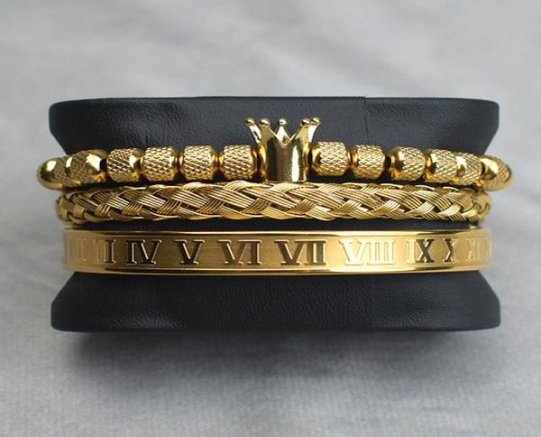 titanium stainless steel charm bracelet 3pcsset braided roman numeral crown lovers bracelets for women men luxury jewelry valenti8860591, Golden;silver
titanium stainless steel charm bracelet 3pcsset braided roman numeral crown lovers bracelets for women men luxury jewelry valenti8860591, Golden;silver