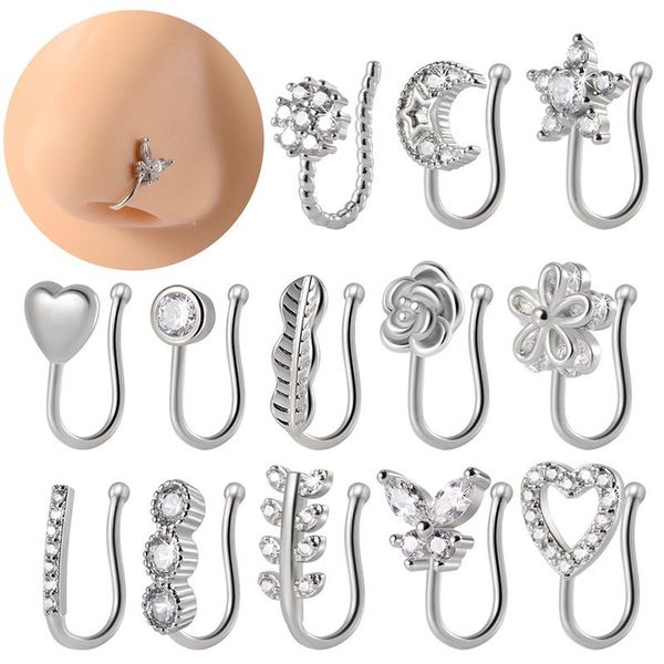 fake piercing clip nose rings for women fashion zircon cross cherry butterfly cuff body jewelry 1pc, Silver
fake piercing clip nose rings for women fashion zircon cross cherry butterfly cuff body jewelry 1pc, Silver