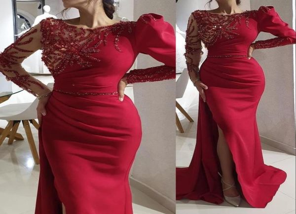 2023 prom dresses arabic dark red mermaid jewel neck illusion crystal beading side split floor length party evening gowns lon6443847, Black
2023 prom dresses arabic dark red mermaid jewel neck illusion crystal beading side split floor length party evening gowns lon6443847, Black