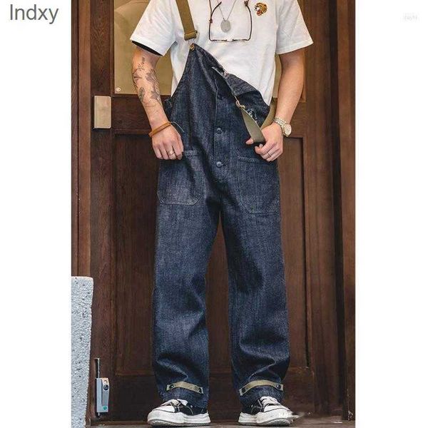 men's jeans retro cargo overalls navy deck denim bib washed straight japanese men's pocket jumpsuit trendy street wear, Blue
men's jeans retro cargo overalls navy deck denim bib washed straight japanese men's pocket jumpsuit trendy street wear, Blue