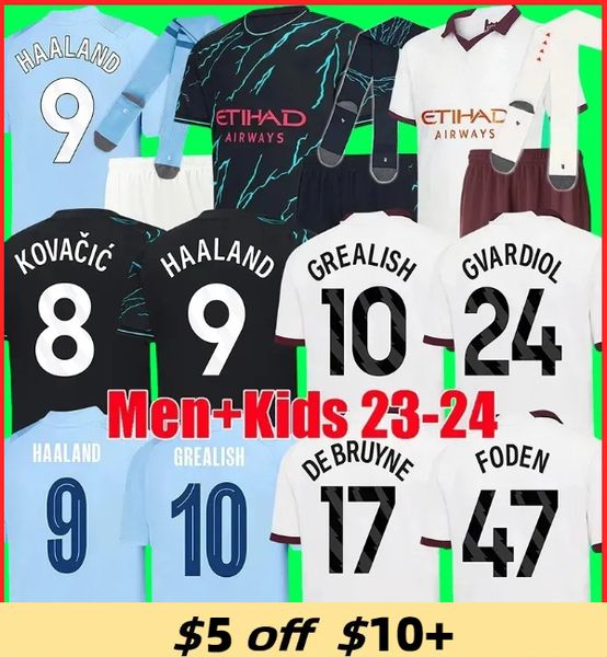 23 24 haaland soccer jerseys grealish sterling mans cities mahrez fans player version de bruyne foden 2023 2024 football shirt kids kit set, Black;yellow
23 24 haaland soccer jerseys grealish sterling mans cities mahrez fans player version de bruyne foden 2023 2024 football shirt kids kit set, Black;yellow