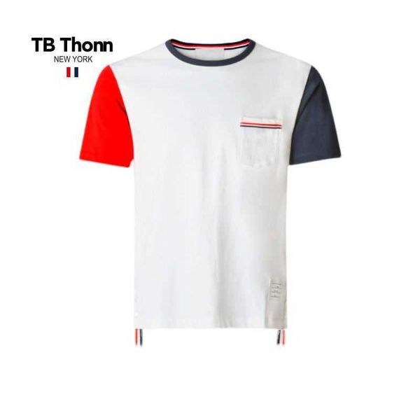 red white and blue contrast fashion brand tb thonn short sleeve t-shirt pure cotton men's youth half casual summer, Black;brown
red white and blue contrast fashion brand tb thonn short sleeve t-shirt pure cotton men's youth half casual summer, Black;brown