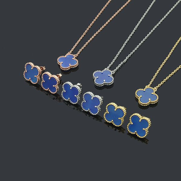 dark blue color women luxury designer necklace earrings single flower pendant brand set wholesale, Silver
dark blue color women luxury designer necklace earrings single flower pendant brand set wholesale, Silver
