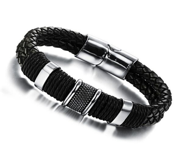 genuine leather bracelet men jewelry stainless steel leather braid bracelet with magnetic buckle claps pulseiras masculina3505877, Golden;silver
genuine leather bracelet men jewelry stainless steel leather braid bracelet with magnetic buckle claps pulseiras masculina3505877, Golden;silver