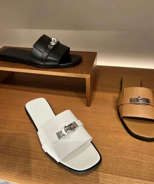 summer brand giulia sandals shoes palladium-plated kelly buckle slippers calfskin leather brown black white women slip on lady beach slide f
summer brand giulia sandals shoes palladium-plated kelly buckle slippers calfskin leather brown black white women slip on lady beach slide f