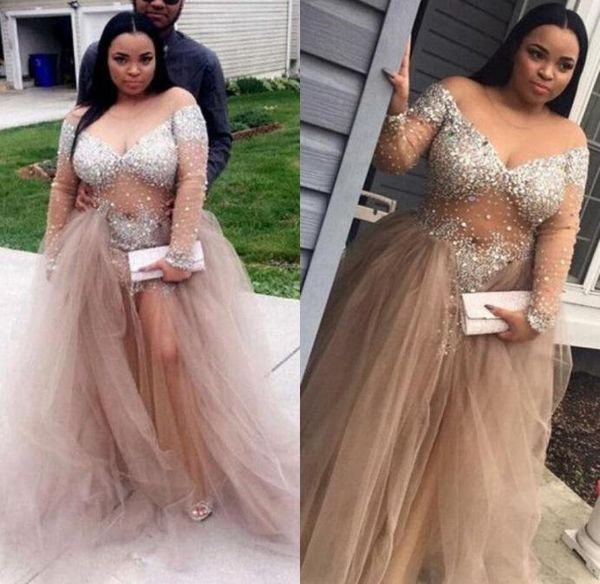 plus size prom dresses 2016 sheer off shoulder v neck illusion long sleeve crystal beaded tulle evening dress custom made en74339132, Black
plus size prom dresses 2016 sheer off shoulder v neck illusion long sleeve crystal beaded tulle evening dress custom made en74339132, Black