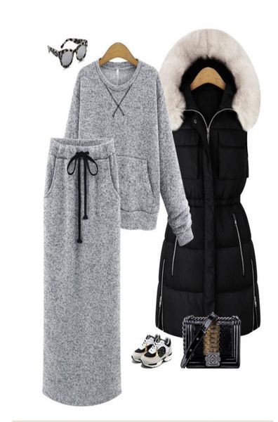 women two piece set cashmere warm hoodies pockets casual calflength skirt lace up maxi dresses elegant suits woman clothes8253953, Black;gray
women two piece set cashmere warm hoodies pockets casual calflength skirt lace up maxi dresses elegant suits woman clothes8253953, Black;gray