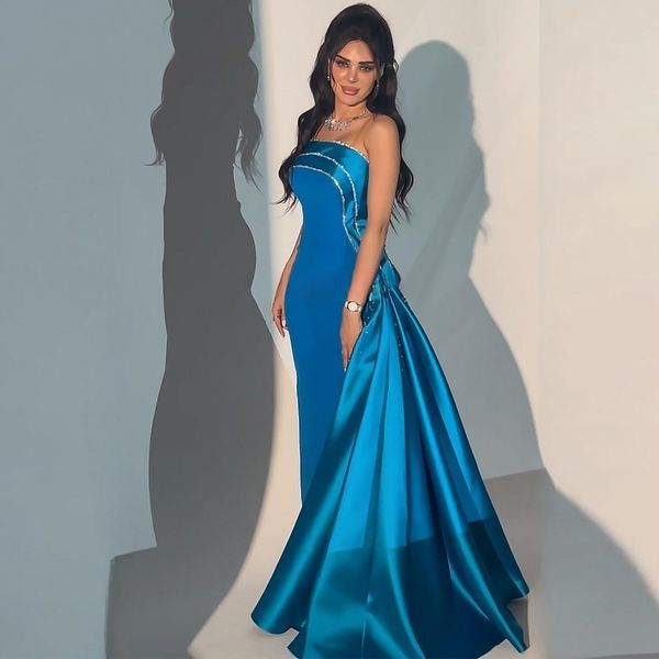 fashion blue strapless mermaid prom dresses beaded sequined draped evening gown side train satin celebrity dress, Black
fashion blue strapless mermaid prom dresses beaded sequined draped evening gown side train satin celebrity dress, Black