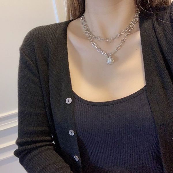 2023 lovely cute pendant necklaces long silver thick stainless steel chain big pearl pengent design women necklace with dust bag and box
2023 lovely cute pendant necklaces long silver thick stainless steel chain big pearl pengent design women necklace with dust bag and box