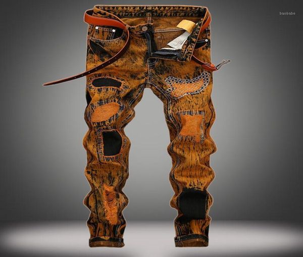 men039s jeans fashion retro tide denim pants male hole personality slim straight men039s yellow printed embroidery ripped11221005, Blue
men039s jeans fashion retro tide denim pants male hole personality slim straight men039s yellow printed embroidery ripped11221005, Blue
