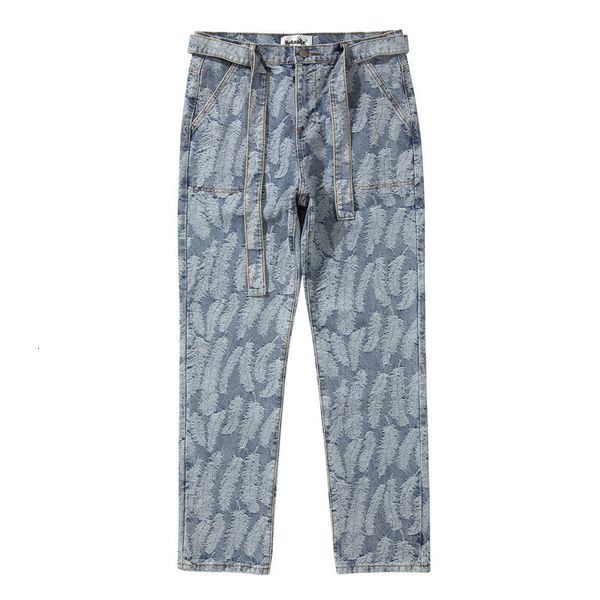men s jeans vibe style streetwear fashion casual vintage high waist jacquard belt feather embroidered washed 230814, Blue
men s jeans vibe style streetwear fashion casual vintage high waist jacquard belt feather embroidered washed 230814, Blue