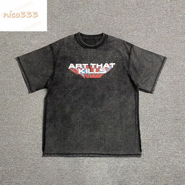 23ss new ga depts atk gold letters washed and old print cotton round neck loose american tide hundred men and women short sleeve, White;black
23ss new ga depts atk gold letters washed and old print cotton round neck loose american tide hundred men and women short sleeve, White;black