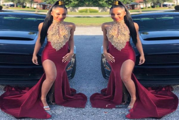2019 burgundy halter lace applique mermaid split prom gown keyhole neck sleeveless formal party dresses sweep train zipper back ev1889657, Black
2019 burgundy halter lace applique mermaid split prom gown keyhole neck sleeveless formal party dresses sweep train zipper back ev1889657, Black