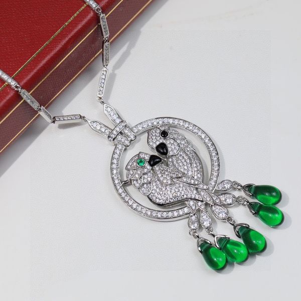 european and american jewelry double parrot necklace inlaid with zircon gold-plated fashionable and versatile water drop agate acacia bird c, Silver
european and american jewelry double parrot necklace inlaid with zircon gold-plated fashionable and versatile water drop agate acacia bird c, Silver
