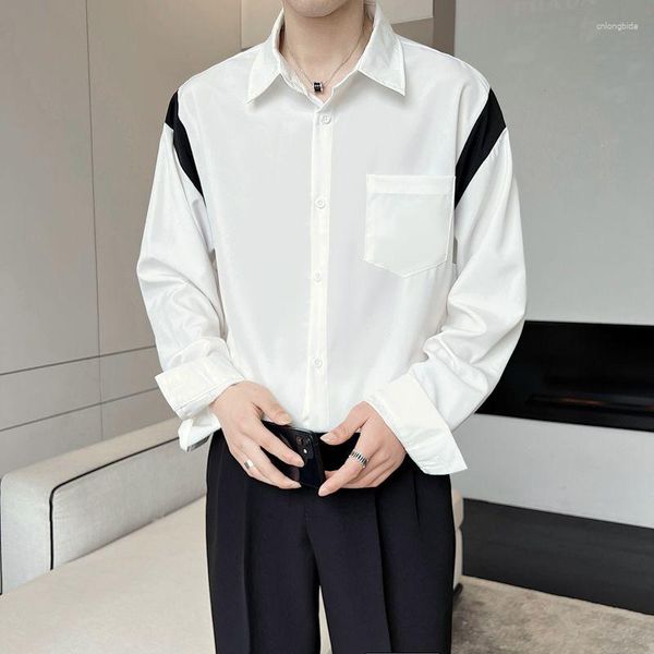 men's casual shirts men dress shirt long sleeve iron-silky drape autumn patchwork white for button pocket luxury inner, White;black
men's casual shirts men dress shirt long sleeve iron-silky drape autumn patchwork white for button pocket luxury inner, White;black