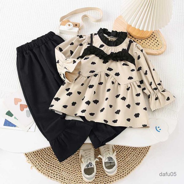 clothing sets 2023 spring autumn children girls' long sleeve printed shirts +flare pants two pieces clothing set r230814, White
clothing sets 2023 spring autumn children girls' long sleeve printed shirts +flare pants two pieces clothing set r230814, White
