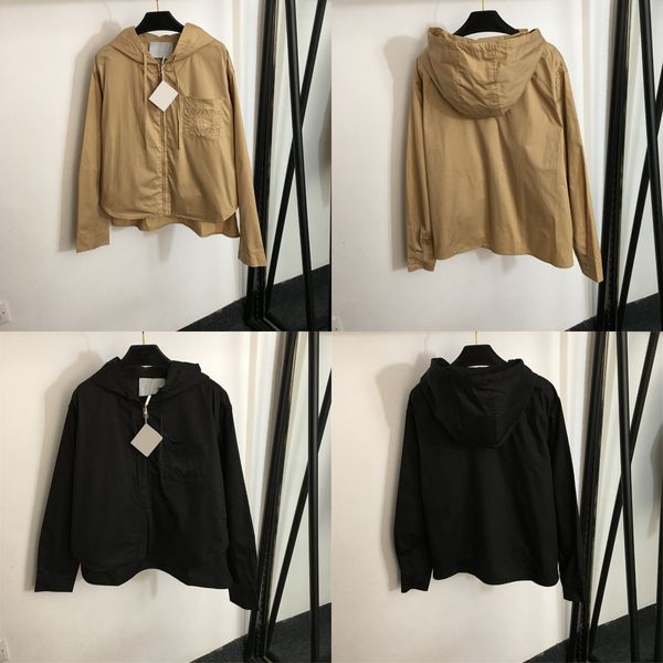 luxury women hooded trench coat chest letter embroidered pockets jacket long sleeve aline zip jacket, Black
luxury women hooded trench coat chest letter embroidered pockets jacket long sleeve aline zip jacket, Black