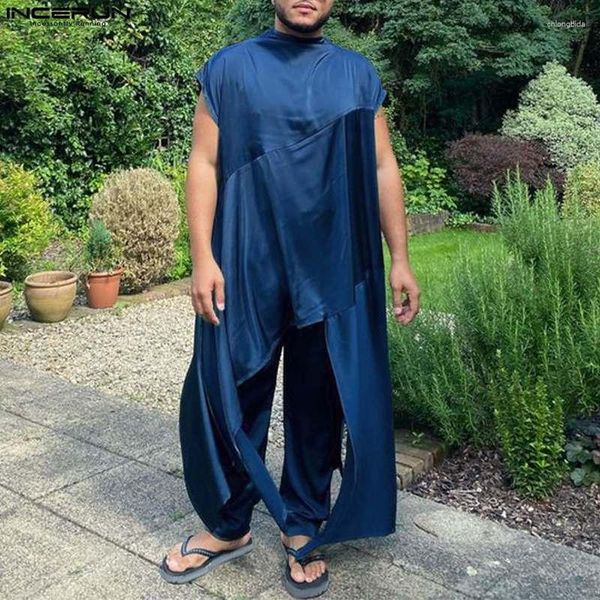 men's tracksuits men sets solid color muslim clothing 2023 turtleneck short sleeve irregular kaftan robes & pants 2pcs satin suits, Gray
men's tracksuits men sets solid color muslim clothing 2023 turtleneck short sleeve irregular kaftan robes & pants 2pcs satin suits, Gray