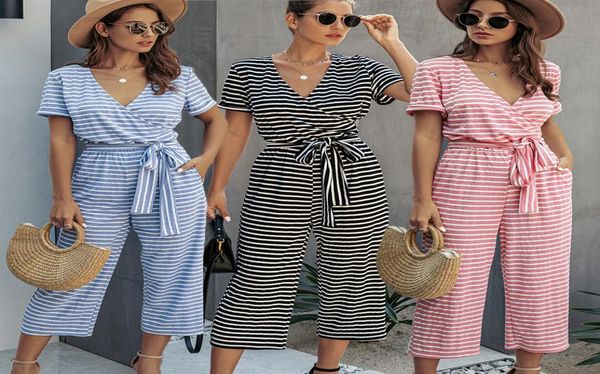 women yoga jumpsuits rompers striped vneck short sleeve sash slim casual womens jumpsuit fitness sweatpants fashion nightwear lad2118333, Black;white
women yoga jumpsuits rompers striped vneck short sleeve sash slim casual womens jumpsuit fitness sweatpants fashion nightwear lad2118333, Black;white