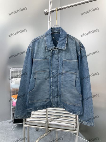 xinxinbuy men designer coat jacket emboss letter patch denim sets long sleeve women blue red green black s-xl, Black;brown
xinxinbuy men designer coat jacket emboss letter patch denim sets long sleeve women blue red green black s-xl, Black;brown