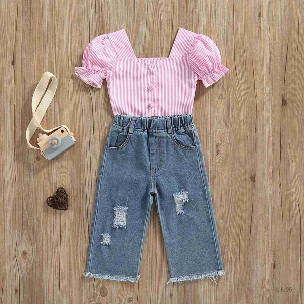 clothing sets 2pcs toddler baby girl summer clothing set short sleeve striped pink shirt denim pants 1-6years r230814, White
clothing sets 2pcs toddler baby girl summer clothing set short sleeve striped pink shirt denim pants 1-6years r230814, White
