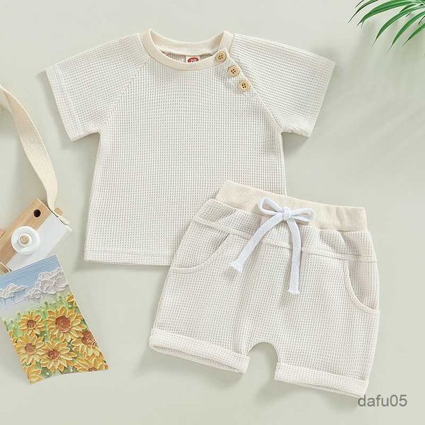 clothing sets baby 2pcs summer outfits short sleeve waffle knit t-shirt + knot front shorts set r230814, White
clothing sets baby 2pcs summer outfits short sleeve waffle knit t-shirt + knot front shorts set r230814, White