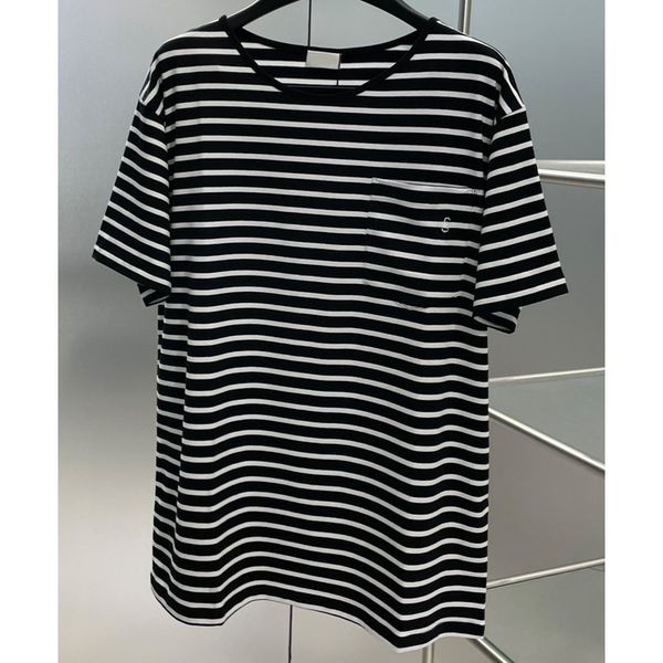 8.14 fashion casual striped crew neck t-shirt short sleeve letter embroidery women's tees, White
8.14 fashion casual striped crew neck t-shirt short sleeve letter embroidery women's tees, White
