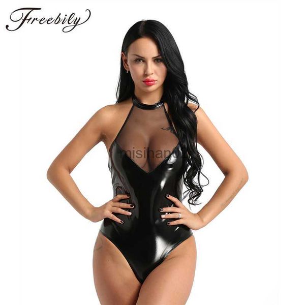 women's jumpsuits rompers women pu leather mesh patchwork bodysuits wetlook one-piece halter backless leotard bodysuit catsuit clubwear, Black;white
women's jumpsuits rompers women pu leather mesh patchwork bodysuits wetlook one-piece halter backless leotard bodysuit catsuit clubwear, Black;white