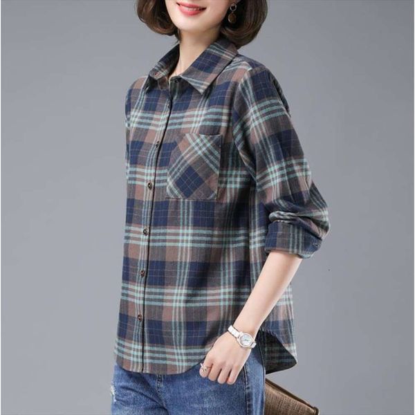 korean casual cotton plaid shirt womens long sleeved early autumn large size loose trend, White
korean casual cotton plaid shirt womens long sleeved early autumn large size loose trend, White