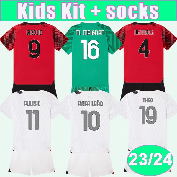 23 24 giroud kids kit soccer jerseys rafael leao bennacer theo pulisic de ketelaere mirante home away goalkeeper children's clothing fo, Black;yellow
23 24 giroud kids kit soccer jerseys rafael leao bennacer theo pulisic de ketelaere mirante home away goalkeeper children's clothing fo, Black;yellow