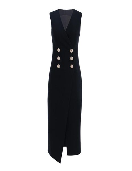 designer women milan runway dresses sleeveless v neck lion head buttons double breasted female black slim mid long ev6287478
designer women milan runway dresses sleeveless v neck lion head buttons double breasted female black slim mid long ev6287478