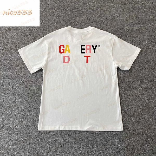 23ss new ga depts rainbow colored letters cotton round neck loose versatile men and women classic short sleeve, White;black
23ss new ga depts rainbow colored letters cotton round neck loose versatile men and women classic short sleeve, White;black