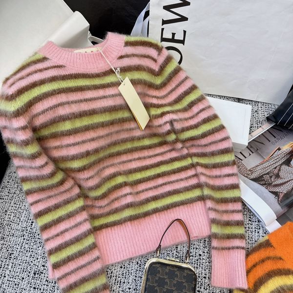 women's sweater european fashion brand mohair striped pullover sweater, White;black
women's sweater european fashion brand mohair striped pullover sweater, White;black