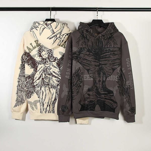 men's fashion personality american high street kanyaiee men and women with the same vintage to do old devil angel wings hip hop hoodie, Black
men's fashion personality american high street kanyaiee men and women with the same vintage to do old devil angel wings hip hop hoodie, Black