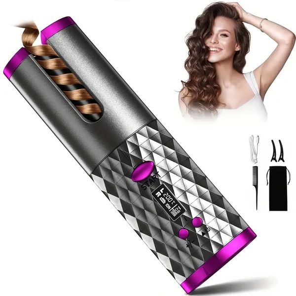 automatic curling iron, cordless auto hair curler, ceramic rotating hair curler with 6 temps & timers, portable rechargeable curling wand, a
automatic curling iron, cordless auto hair curler, ceramic rotating hair curler with 6 temps & timers, portable rechargeable curling wand, a