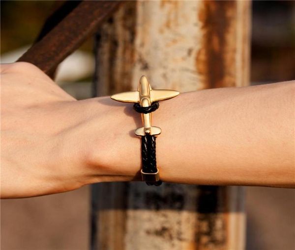 fashion gold stainless steel anchor airplane bracelets with vintage genuine leather bracelet men women homme jewelry charm7284928, Golden;silver
fashion gold stainless steel anchor airplane bracelets with vintage genuine leather bracelet men women homme jewelry charm7284928, Golden;silver
