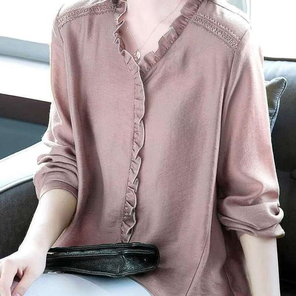 large size long sleeved womens shirt spring and autumn loose fat mm simple wood ear edge chiffon, White
large size long sleeved womens shirt spring and autumn loose fat mm simple wood ear edge chiffon, White
