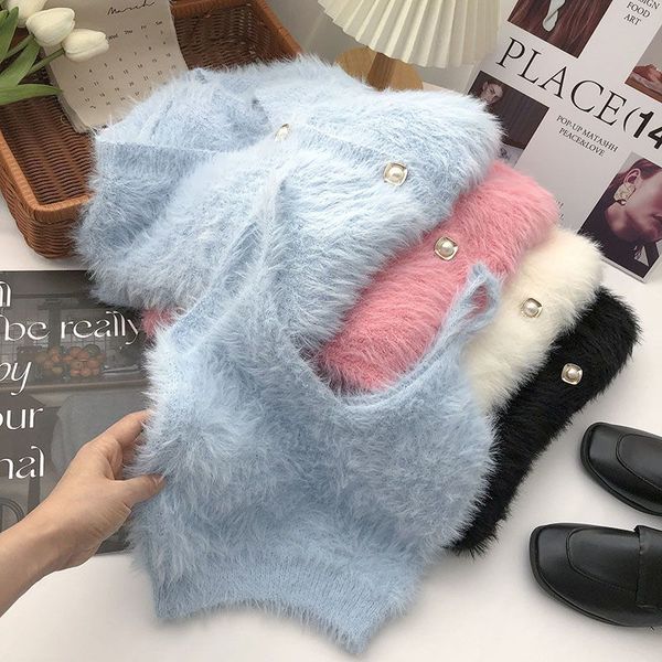 women's sweaters mink cashmere camisole korean fashion fleece short pink cardigan knitted coat pull sueter white sweaters for women 2, White;black
women's sweaters mink cashmere camisole korean fashion fleece short pink cardigan knitted coat pull sueter white sweaters for women 2, White;black