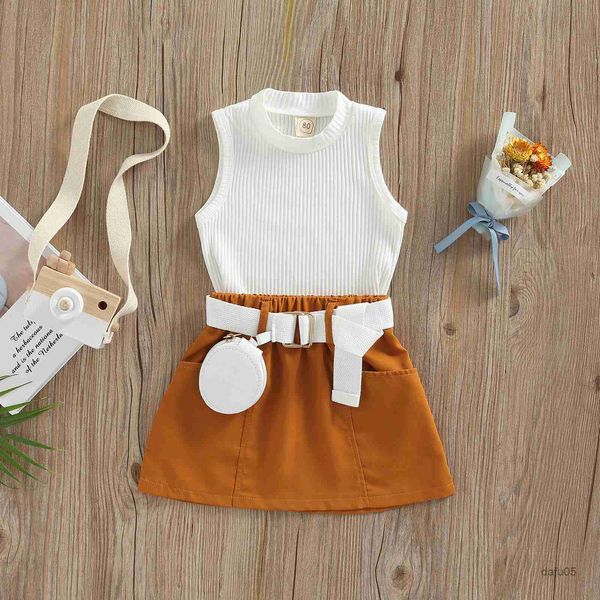 clothing sets 0-5years toddler girl summer outfits set ribbed solid sleeveless vest elastic waist skirt waist bag r230814, White
clothing sets 0-5years toddler girl summer outfits set ribbed solid sleeveless vest elastic waist skirt waist bag r230814, White