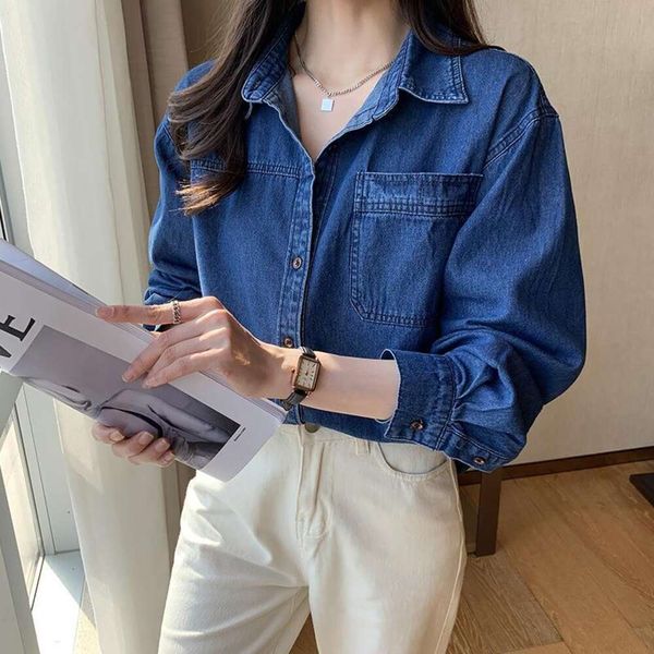 blue denim shirt for spring and autumn womens clothing winter loose design niche women, White
blue denim shirt for spring and autumn womens clothing winter loose design niche women, White