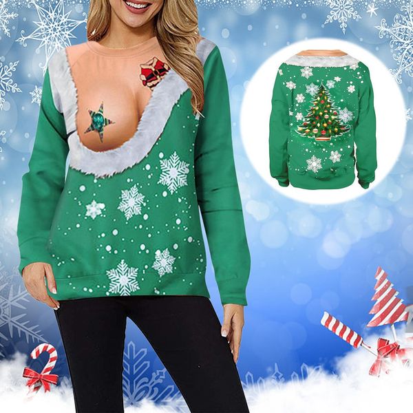 womens tshirt loose christmas sweater with round neck printed long sleeved for women 230814, White
womens tshirt loose christmas sweater with round neck printed long sleeved for women 230814, White