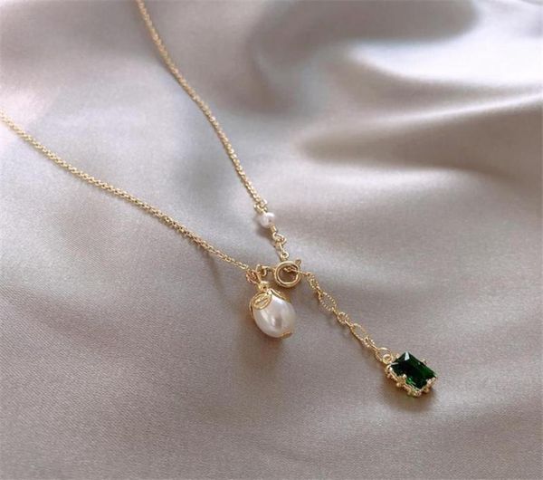 linmouge korean green nature stone pearl pendant gold color necklace for women personality temperament chain jewelry nf10 chains3100682, Silver
linmouge korean green nature stone pearl pendant gold color necklace for women personality temperament chain jewelry nf10 chains3100682, Silver