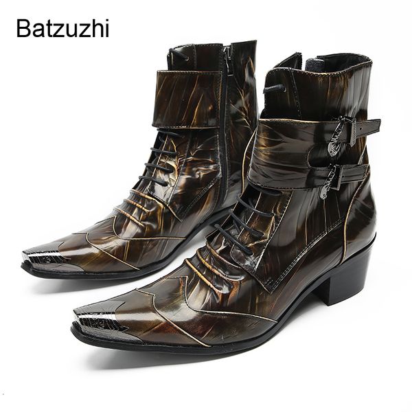 boots batzuzhi italian type men s elegant bronze gneuine leather ankle men metal toe lace up zip motorcycle 230814, Black
boots batzuzhi italian type men s elegant bronze gneuine leather ankle men metal toe lace up zip motorcycle 230814, Black