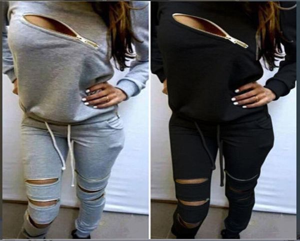 2016 fall winter fashion women sweatshirt pullover & pant with zipper hollow out fur fleeced long sleeved casual sweater tracksuit 011072704, Black
2016 fall winter fashion women sweatshirt pullover & pant with zipper hollow out fur fleeced long sleeved casual sweater tracksuit 011072704, Black