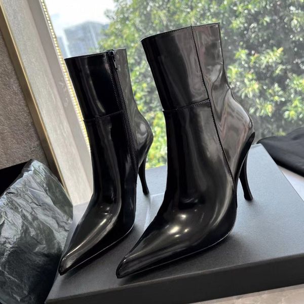 luxury designer ankle boots fashion pointed toes side zipper stiletto shoe genuine leather stiletto heel shoes 10cm high heeled womens boot, Black
luxury designer ankle boots fashion pointed toes side zipper stiletto shoe genuine leather stiletto heel shoes 10cm high heeled womens boot, Black