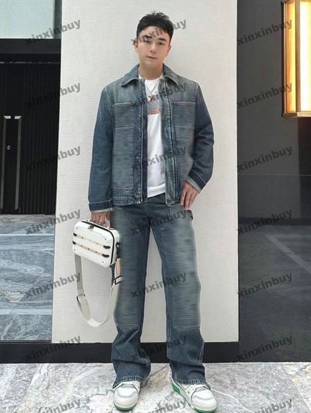 xinxinbuy men designer coat jacket emboss letter patch denim sets long sleeve women blue red green white s-xl, Black;brown
xinxinbuy men designer coat jacket emboss letter patch denim sets long sleeve women blue red green white s-xl, Black;brown