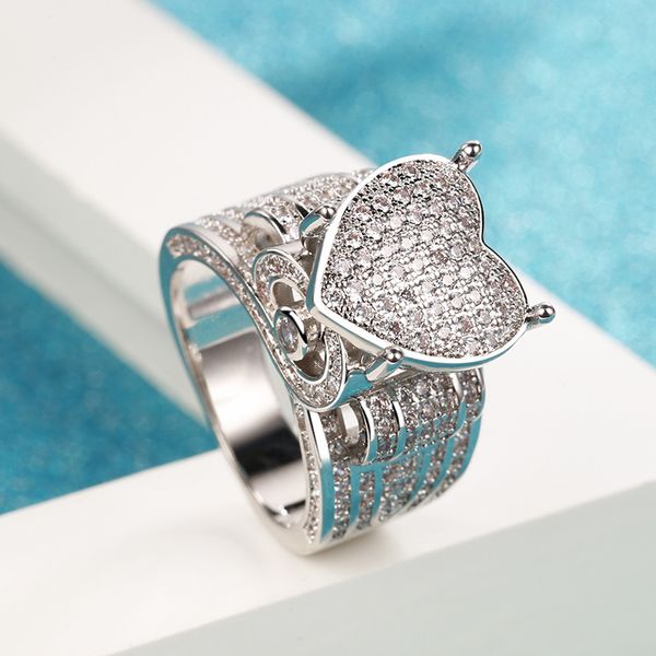vintage jewelry pave white saaphire cz diamond eternity women wedding heart band ring, Slivery;golden
vintage jewelry pave white saaphire cz diamond eternity women wedding heart band ring, Slivery;golden